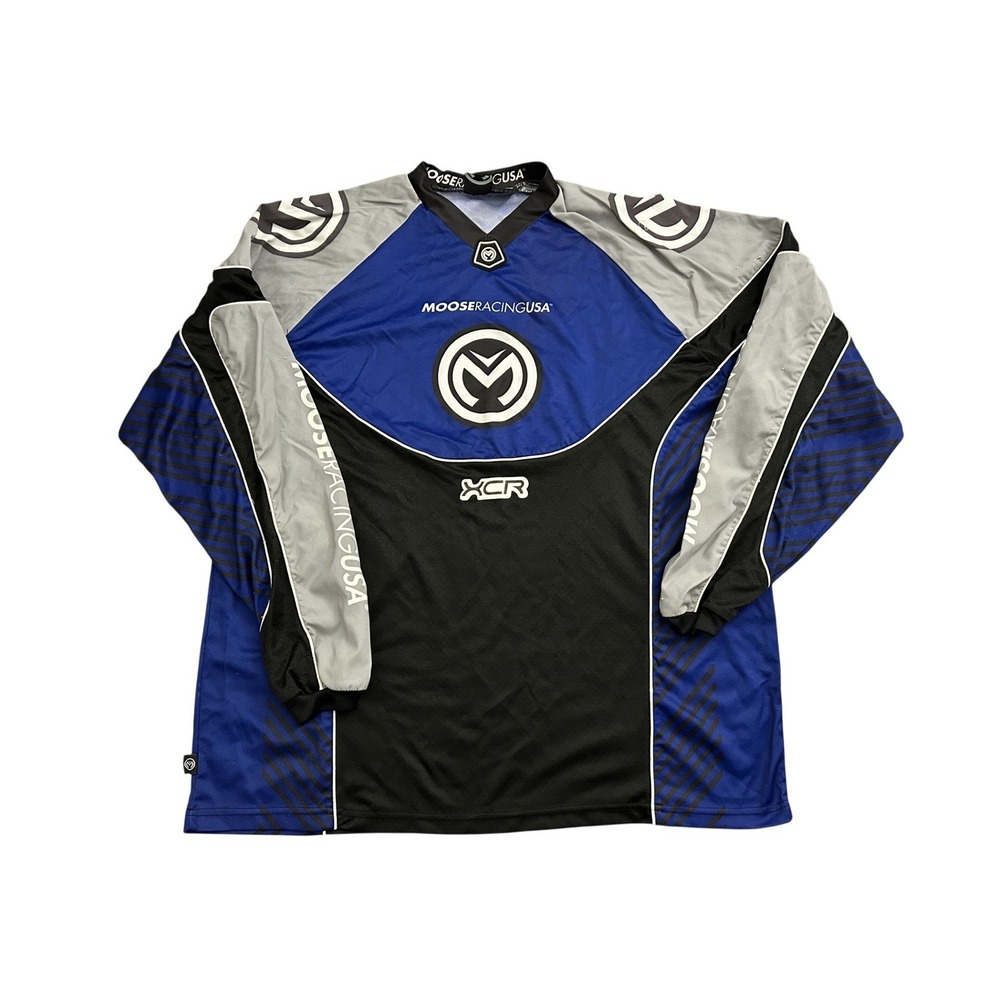 Vintage Moose Racing USA XCR Jersey Mens XL Blue Black Motocross Racing Cordura